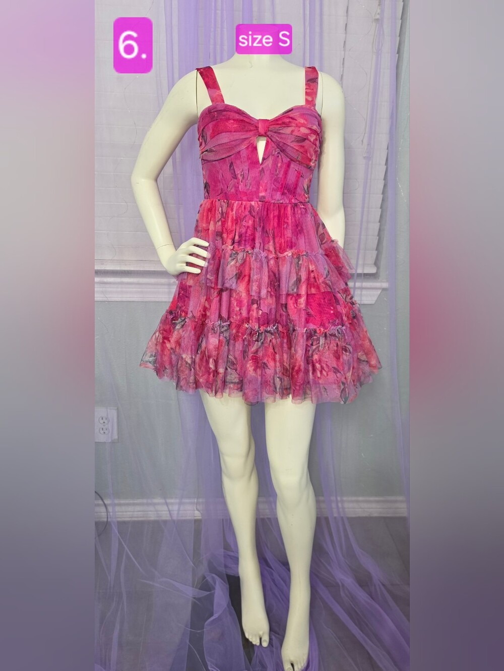 Seni&Cade Pink Floral Tiered Mini Skirt